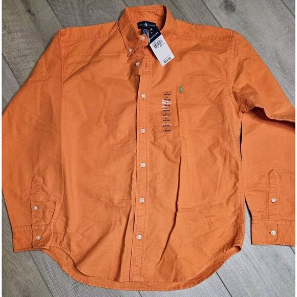 NWT Ralph Lauren Boys Longsleeve Button Up Size Large 16-18 Orange - Picture 1 of 3